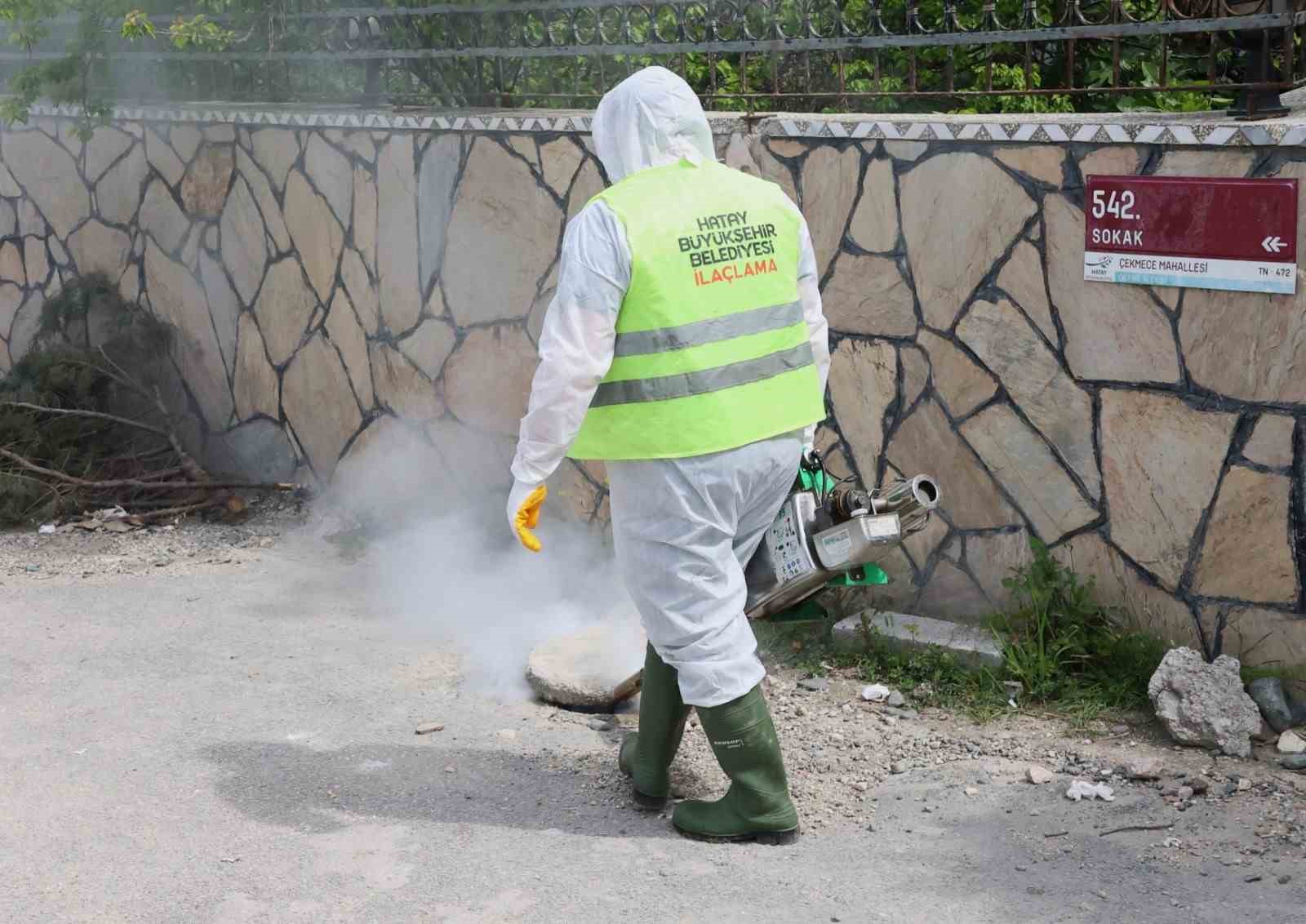 Hatay Büyükşehir Belediyesi haşereyle mücadele çalışmalarına devam ediyor
