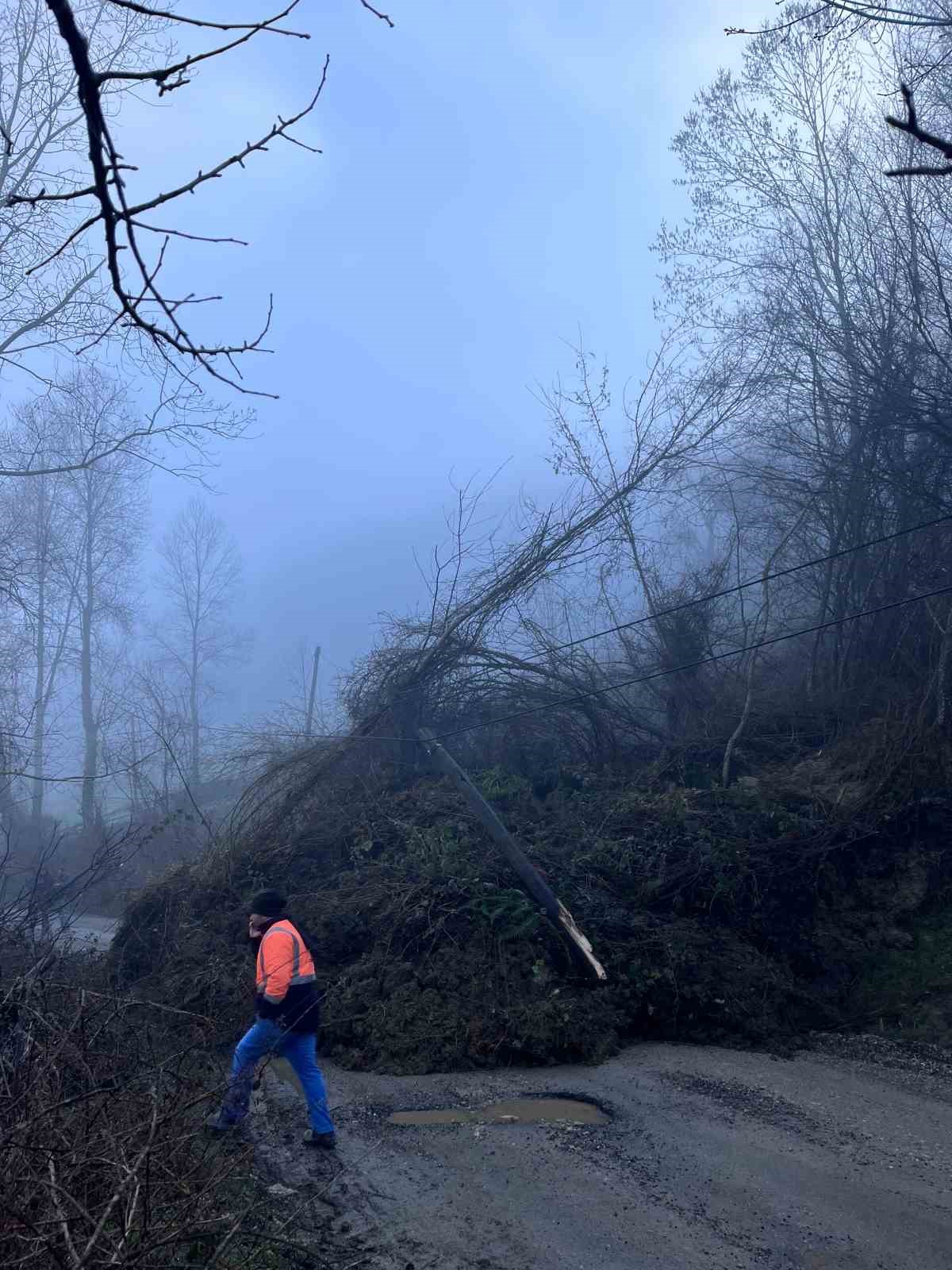 Heyelan köy yolunu ulaşıma kapattı
