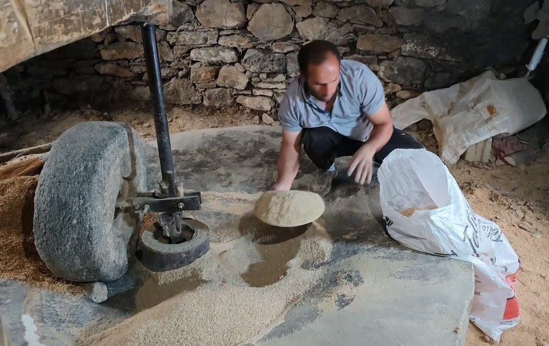 Hizan’da asırlık su değirmeniyle doğal pirinç üretimi sürüyor
