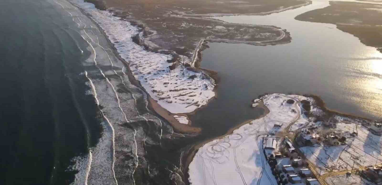 İğneada’da kar sonrası oluşan eşsiz manzaralar havadan görüntülendi
