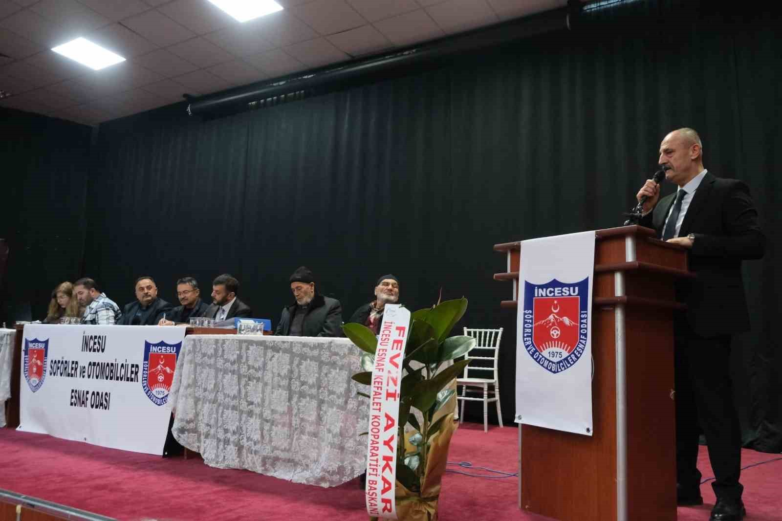 İncesu Şoförler ve Otomobilciler Odası’nda Büyüköz güven tazeledi
