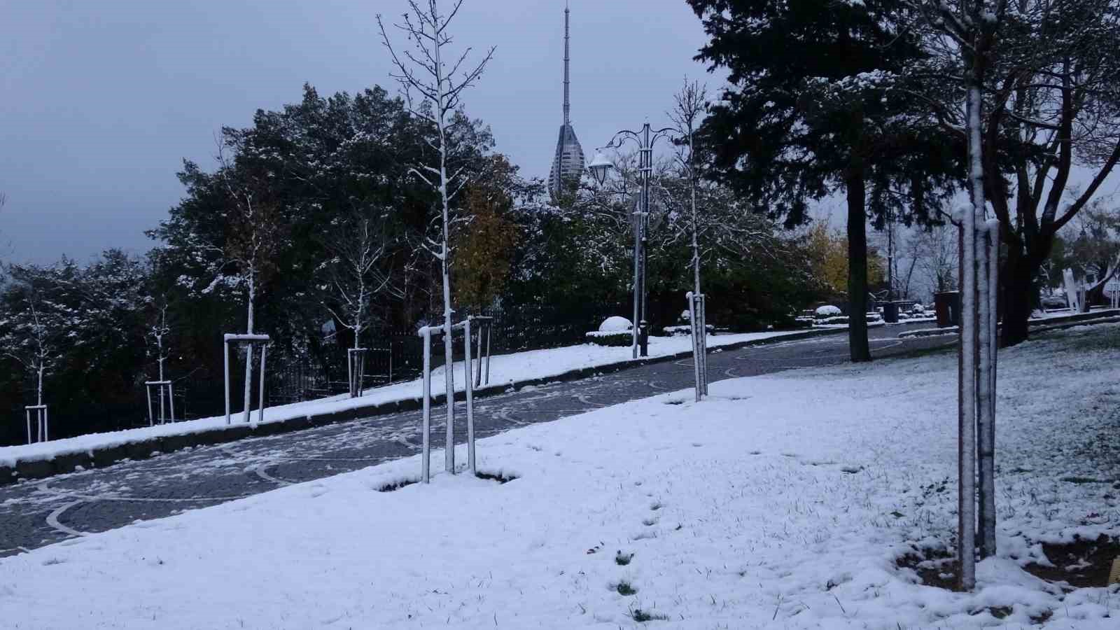 İstanbul’a beklenen kar yağışı geldi: Çamlıca beyaza büründü
