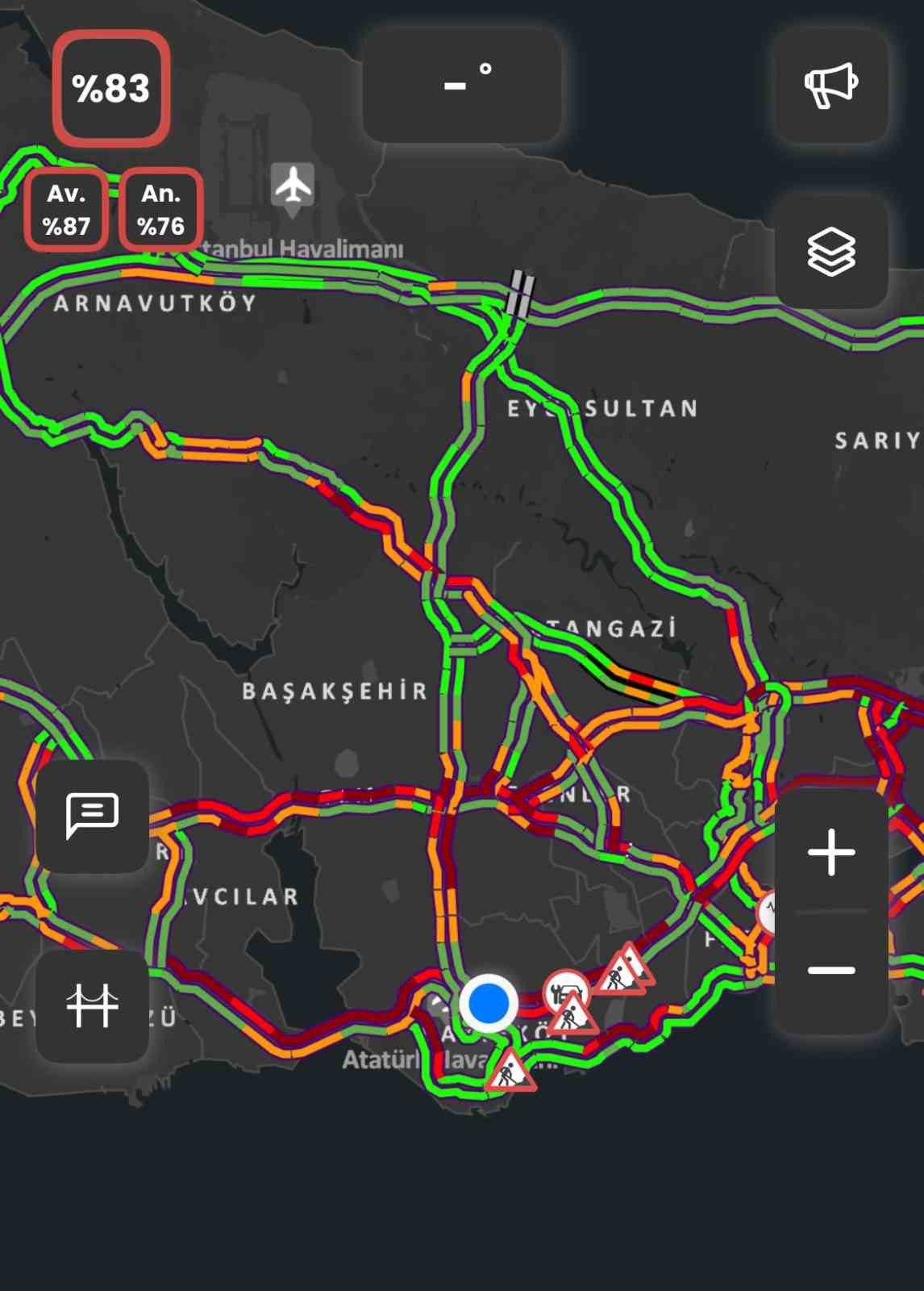 İstanbul’da  trafik yoğunluğu yüzde 83’e ulaştı
