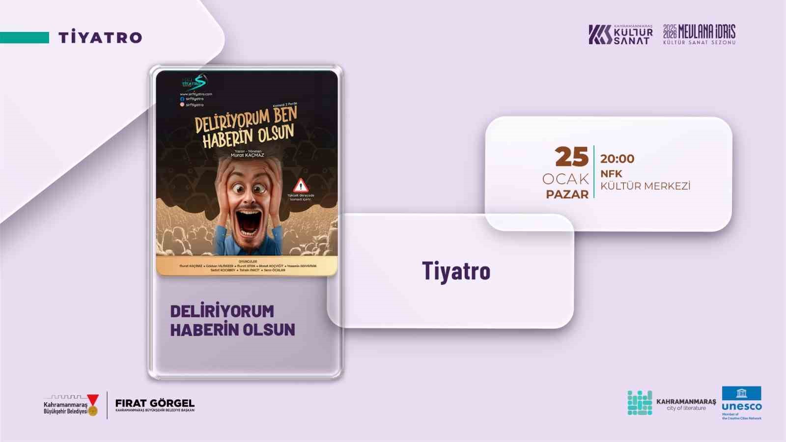 Kahramanmaraş’ta Büyükşehir’den tiyatro şöleni
Kahramanmaraş’ta Büyükşehir’den tiyatro şöleni