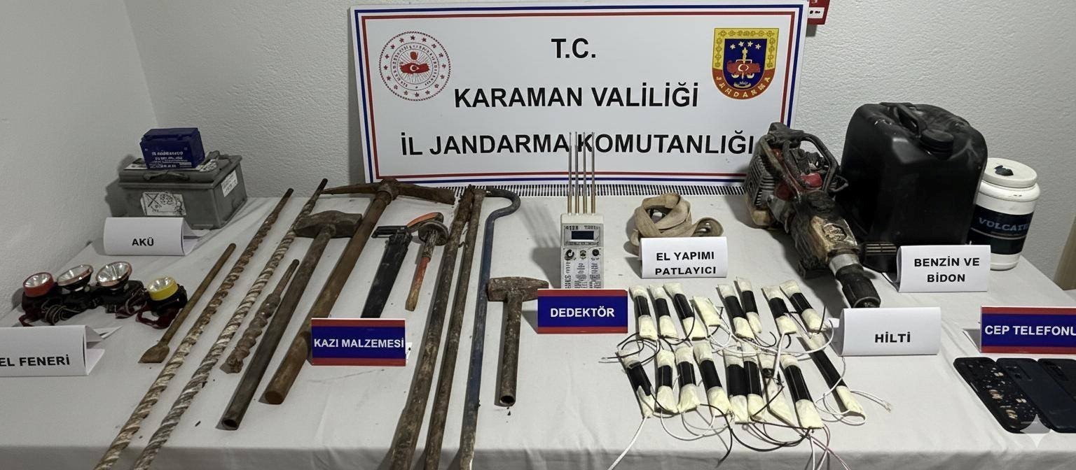 Karaman’da el yapımı dinamit ele geçirildi: 6 tutuklama
