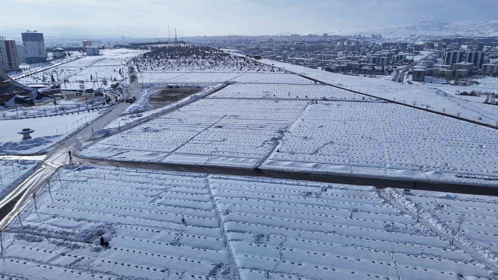 Karla kaplanan mezarda yakınlarının kabirlerini bulmakta zorlandılar
