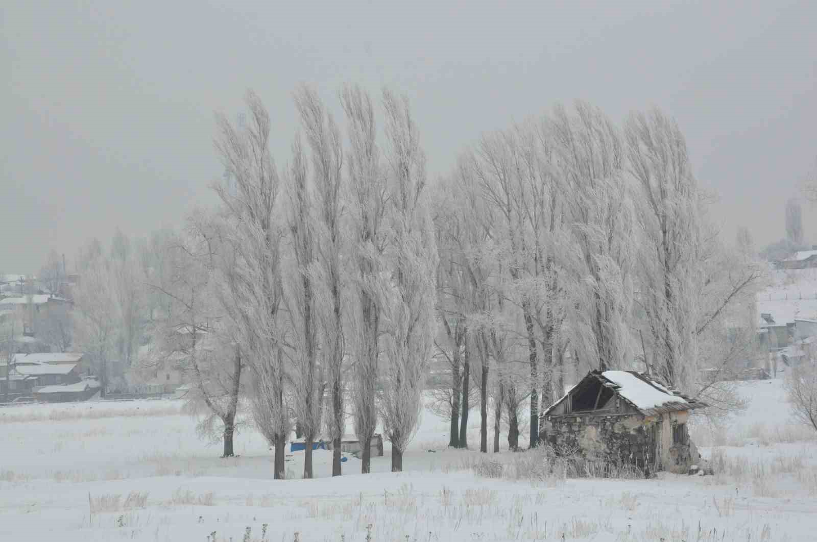 Kars’ın soğuğu kirpik dondurdu
