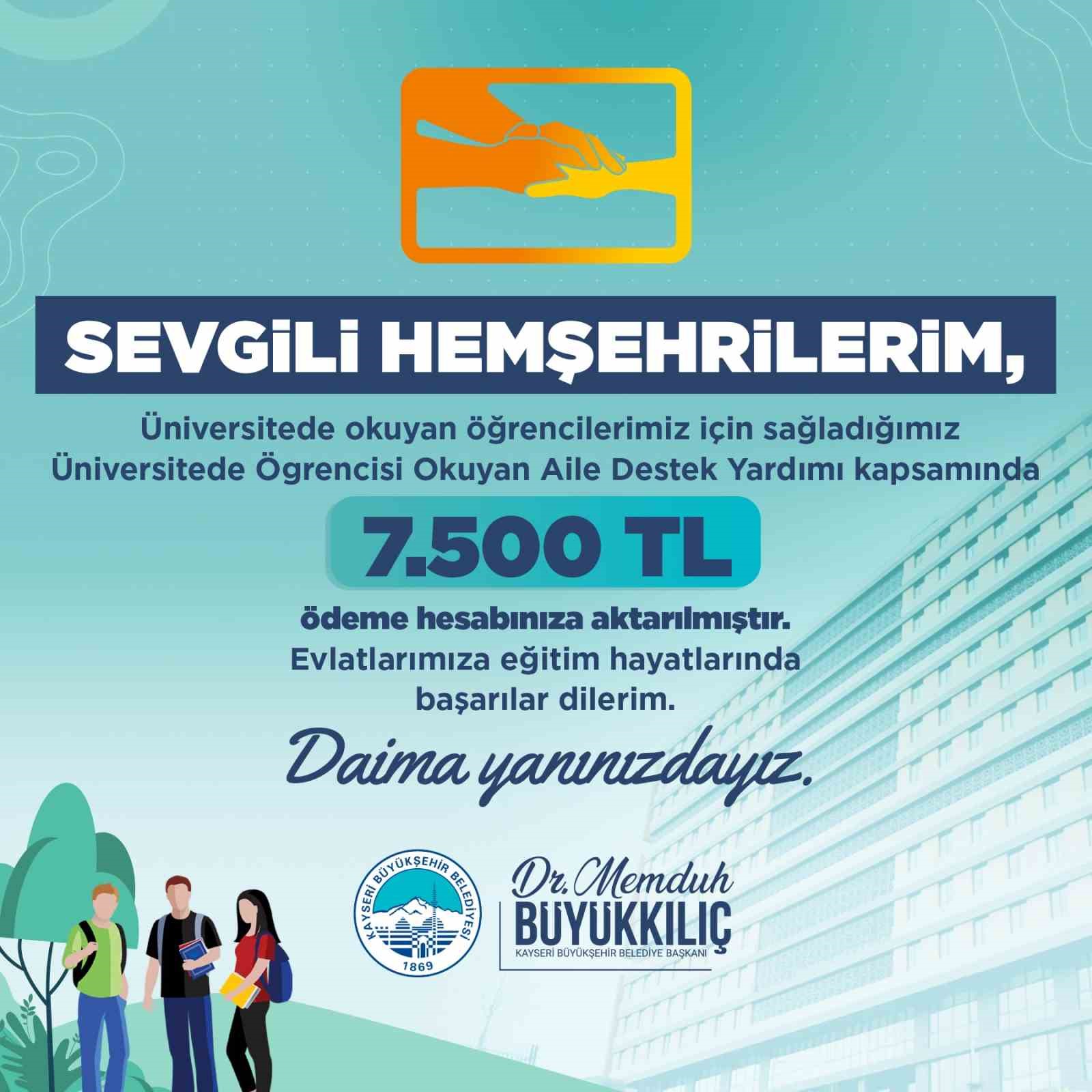 Kayseri’de 22 milyon TL’lik destek ödemeleri öğrencilerin hesaplarına aktarıldı
