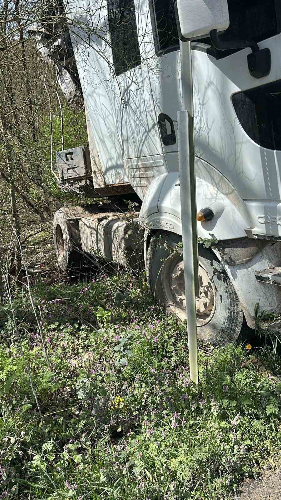 Kaza yapan kamyon sürücüsünün imdadına muhtar yetişti
