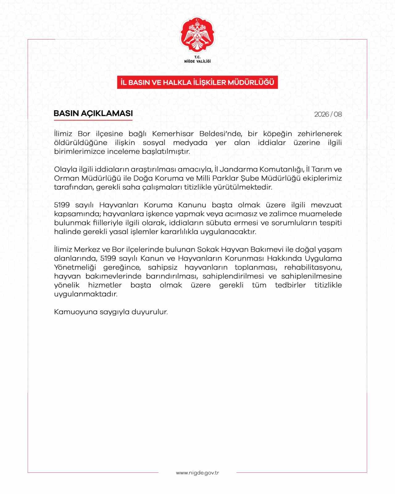 Kemerhisar’daki zehirlenme iddiaları üzerine valilik harekete geçti
