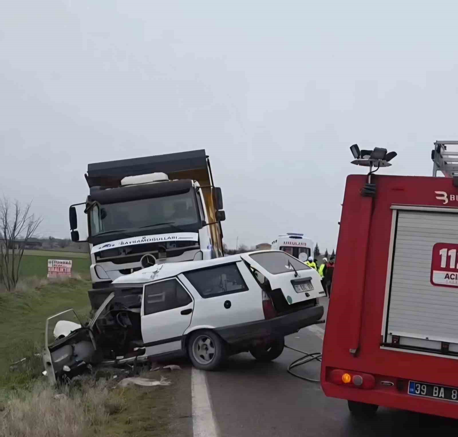Kırklareli’nde feci kaza: 1 ölü, 1 yaralı
