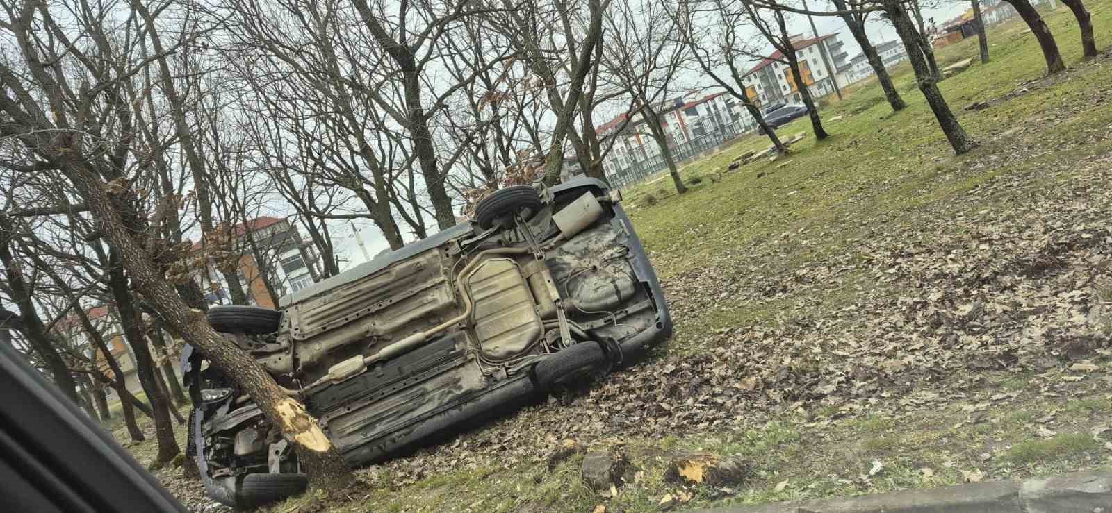 Kontrolden çıkan otomobil ağaçlık alana daldı: 1 yaralı
