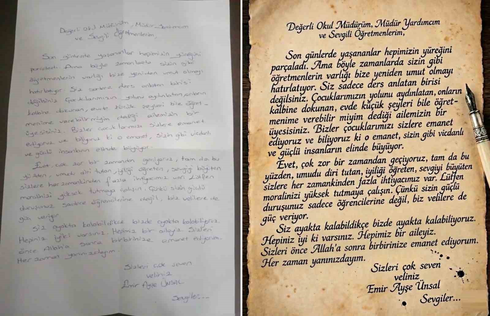 Köşk Beyköy Poliis Abla Ortaokulu’nu gururlandıran mektup
