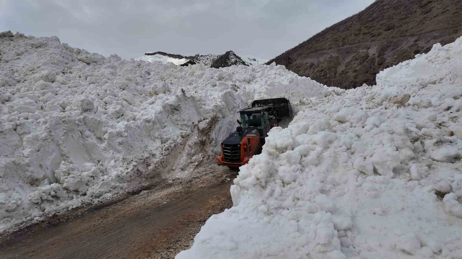 Köy yoluna çığ düştü, ekipler yolu açmak için çalışma başlattı
