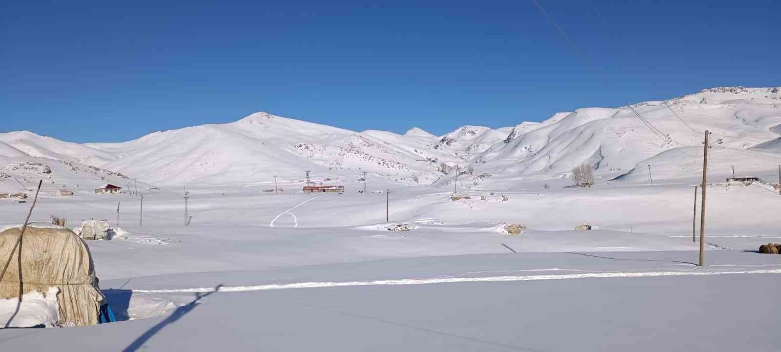 Koyunları için dondurucu soğukta yaylada kaldılar
