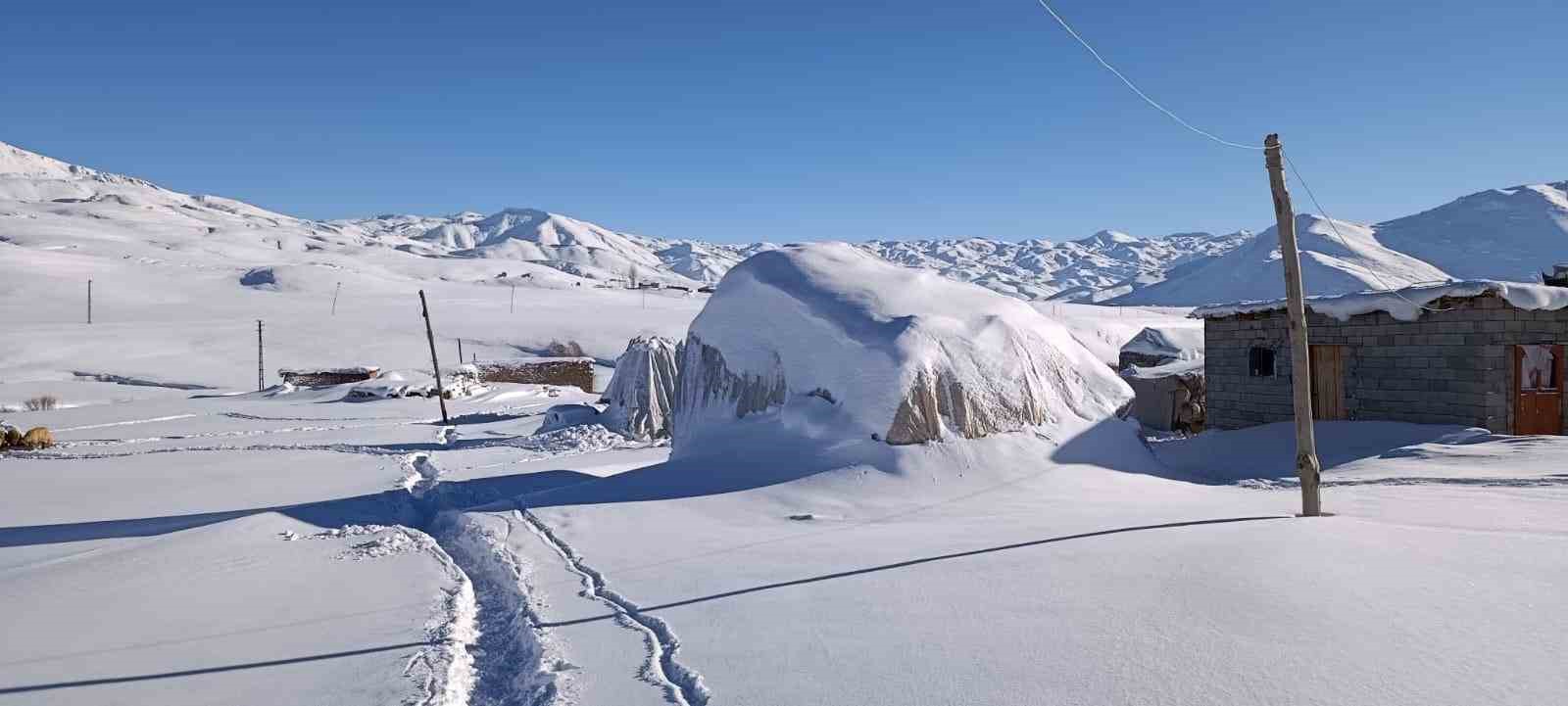 Koyunları için dondurucu soğukta yaylada kaldılar
