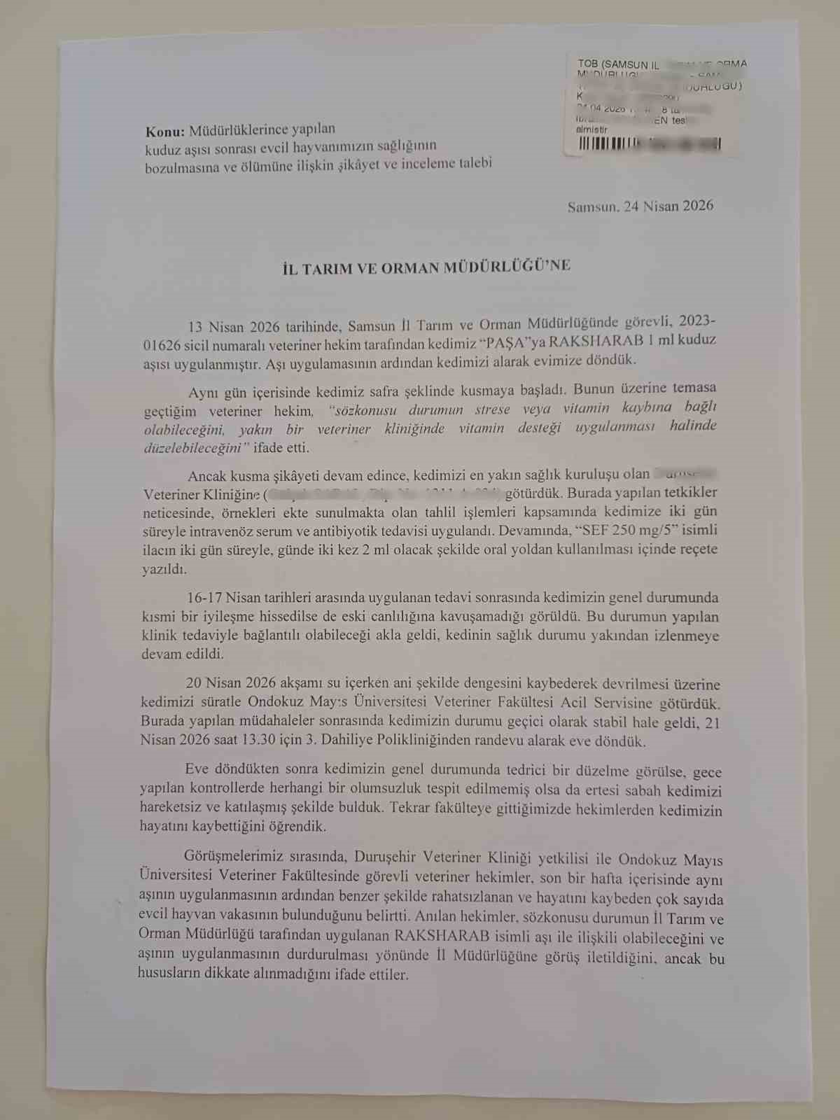 Kuduz aşısı sonrası kedileri ölen aile şikayetçi oldu
