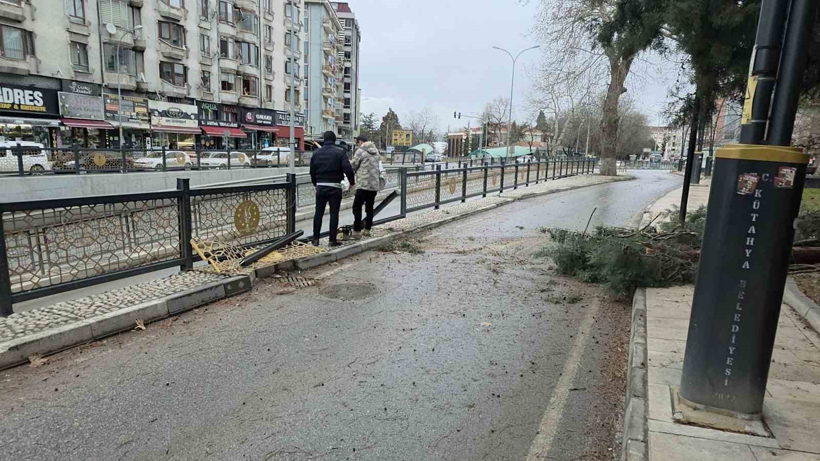 Kütahya’da fırtına ve aşırı rüzgâr ağaçları devirdi
