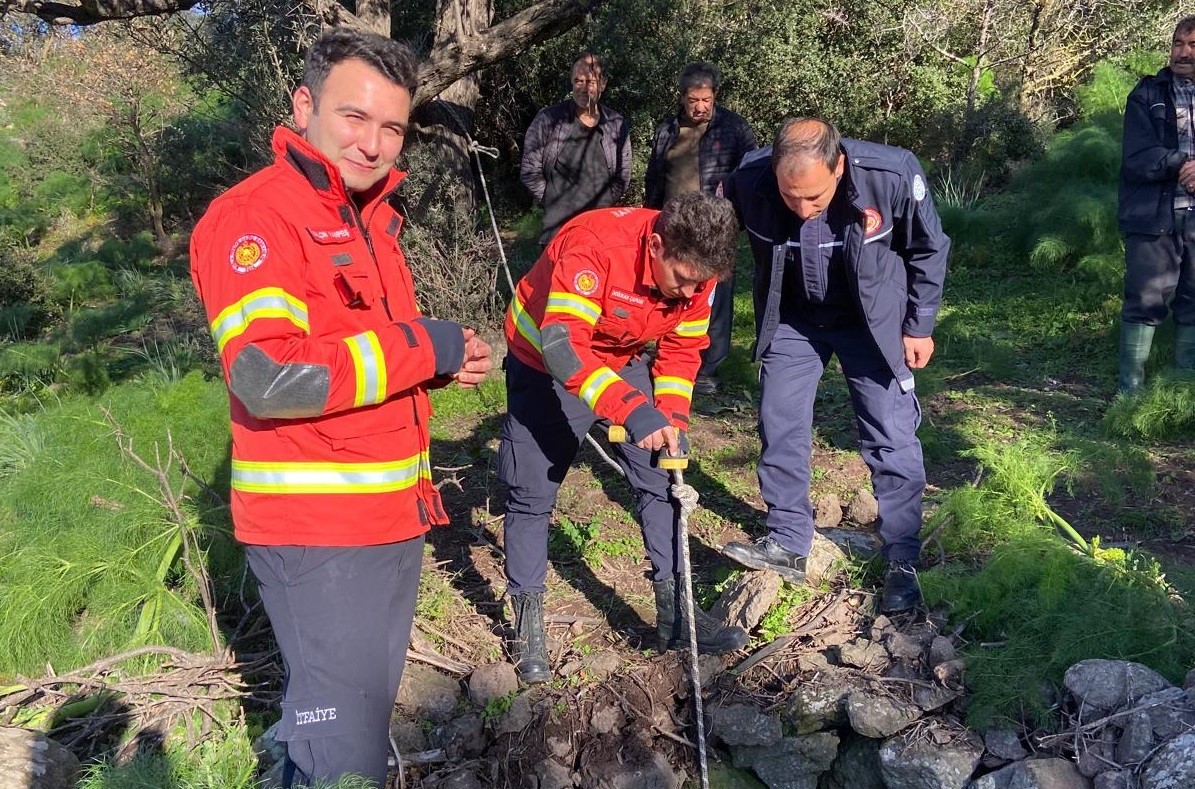 Kuyuya düşen buzağı kurtarıldı
