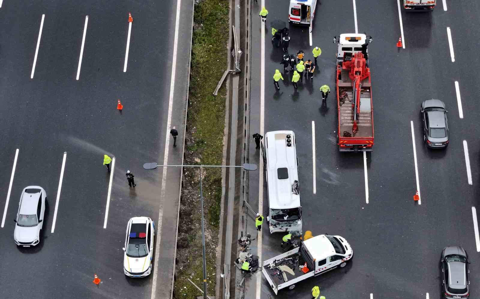 Kuzey Marmara Otoyolu’nda 1 polisin şehit olduğu kaza yeri havadan görüntülendi
