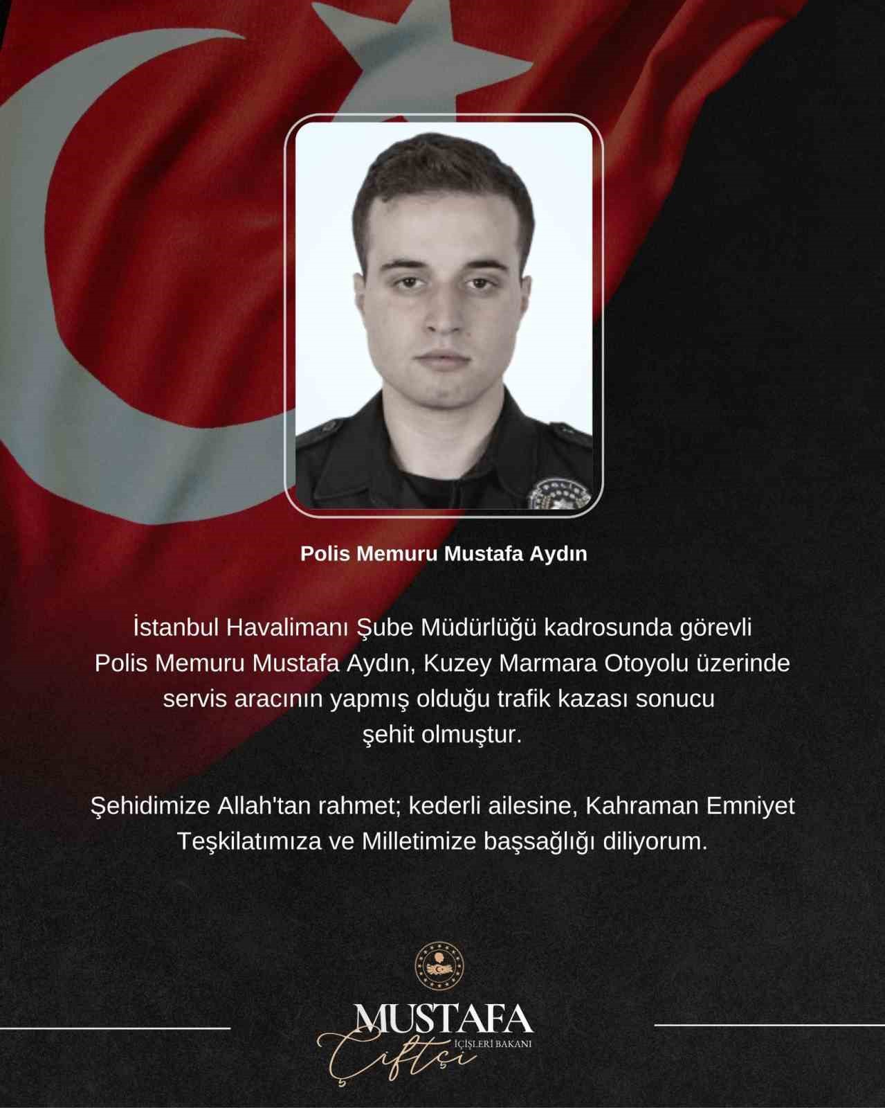 Kuzey Marmara Otoyolu’ndaki kazada 1 polis memuru şehit oldu
