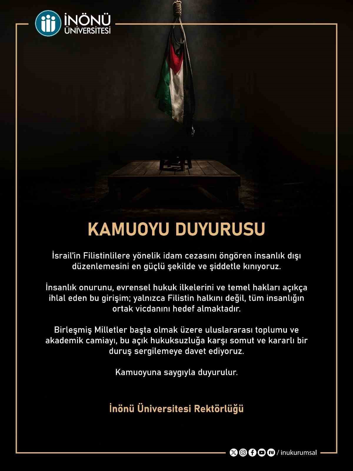 Malatya’da iki üniversiteden İsrail Parlamentosu’nun düzenlemesine tepki
Malatya’da iki üniversiteden İsrail Parlamentosu’nun düzenlemesine tepki