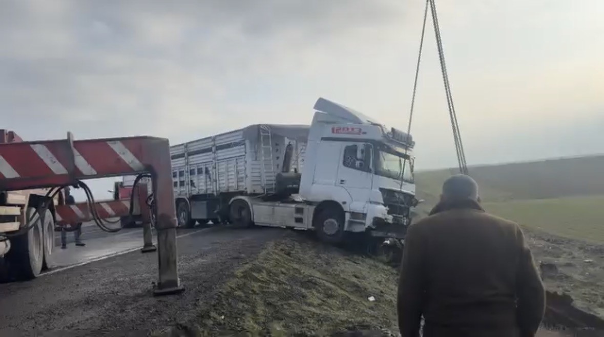 Mardin’de kontrolden çıkan tır yol kenarına savruldu
