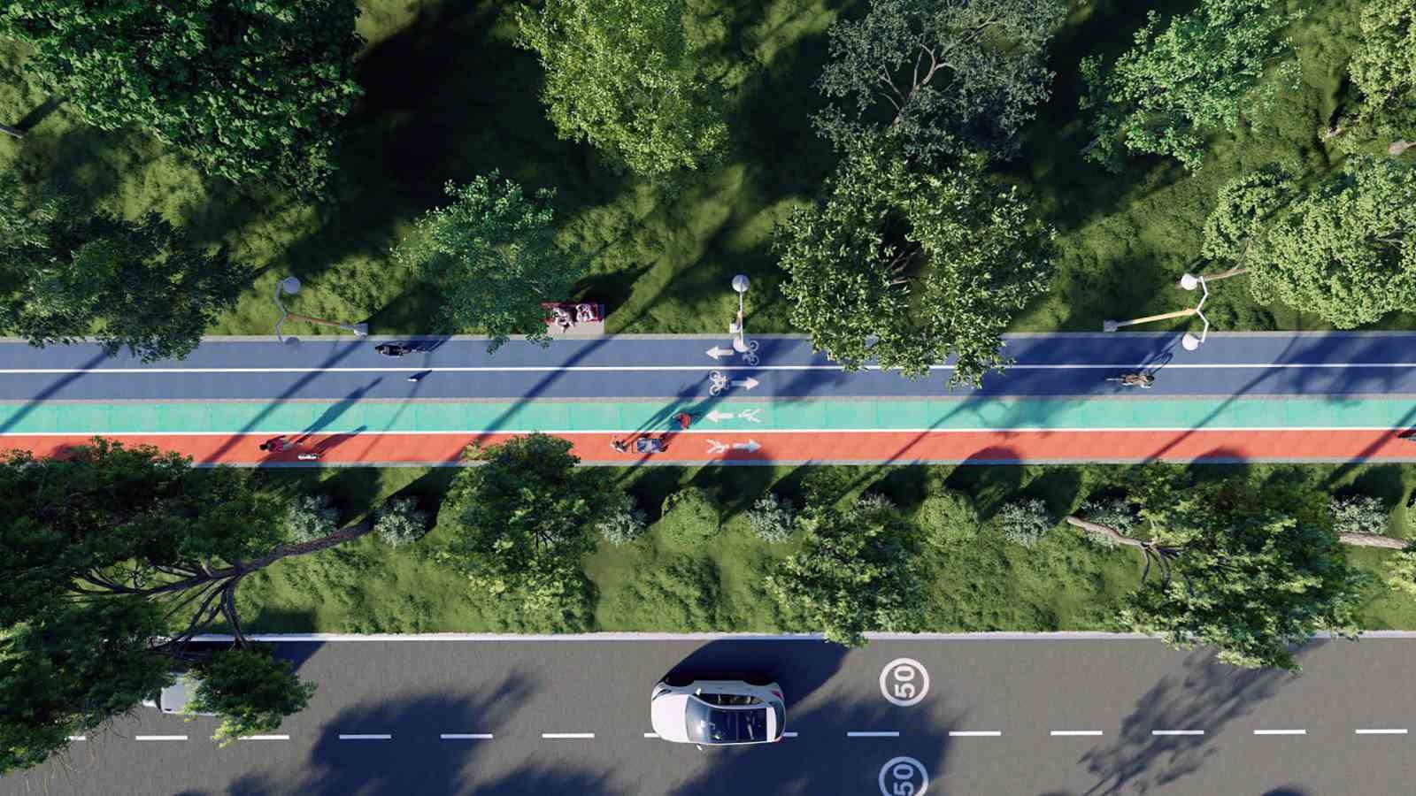 Menteşe Atatürk Bulvarında yürüyüş ve bisiklet yolları yenileniyor
