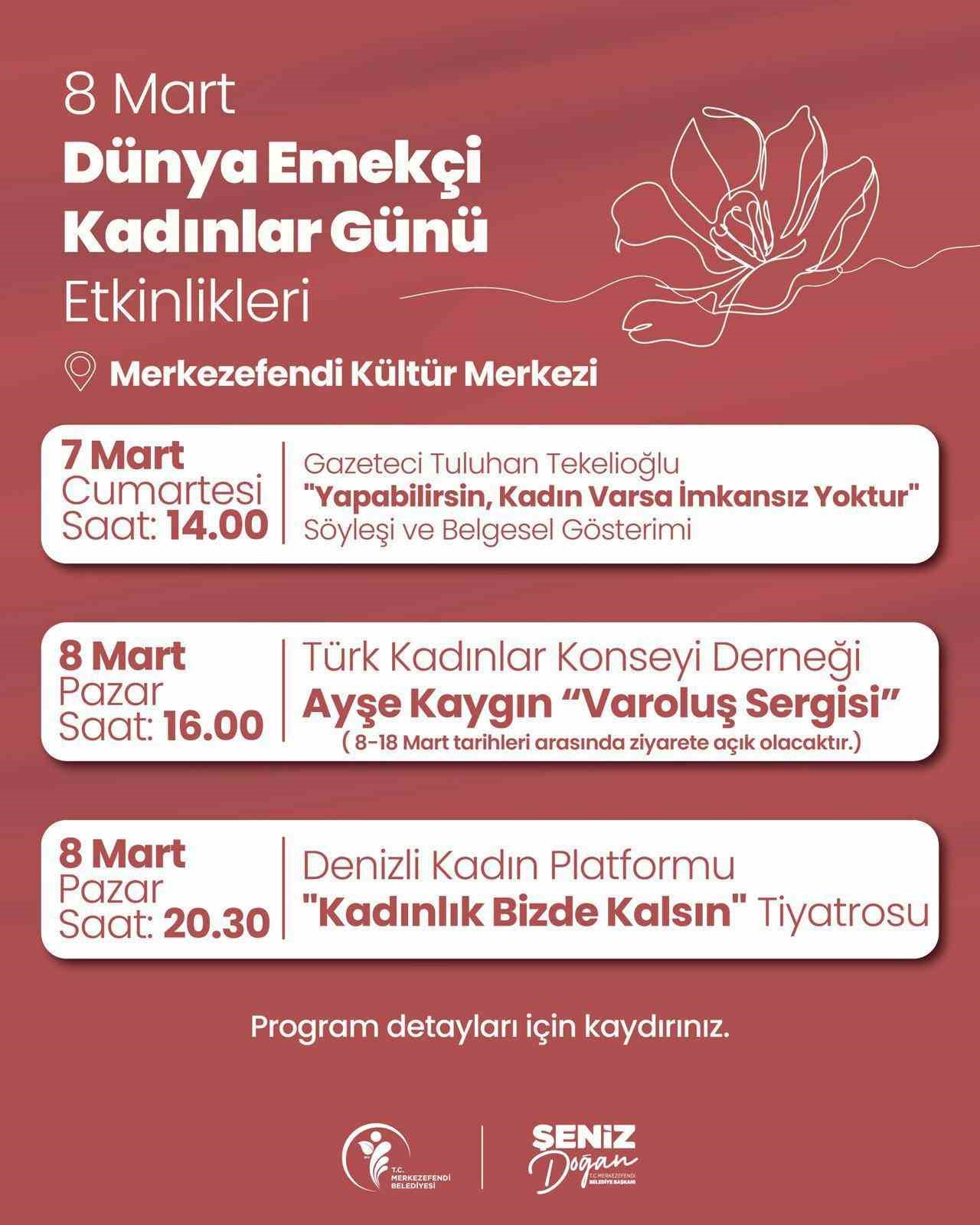 Merkezefendi’de 8 Mart dolu dolu geçecek
Merkezefendi’de 8 Mart dolu dolu geçecek