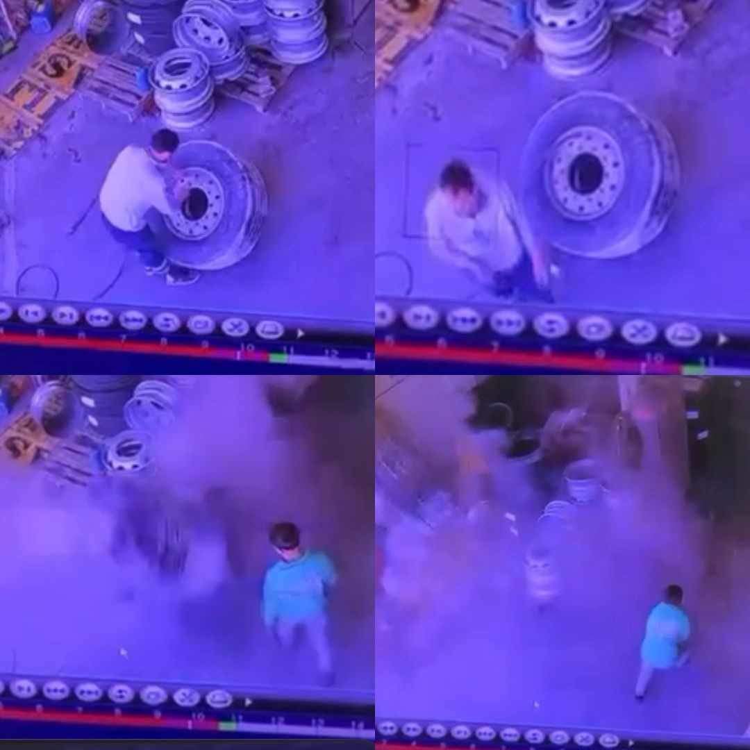 Mersin’de kamyon lastiği şişirirken patladı: O anlar kamerada
Mersin’de kamyon lastiği şişirirken patladı: O anlar kamerada