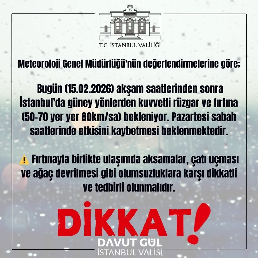 Meteorolojiden İstanbul için fırtına uyarısı
