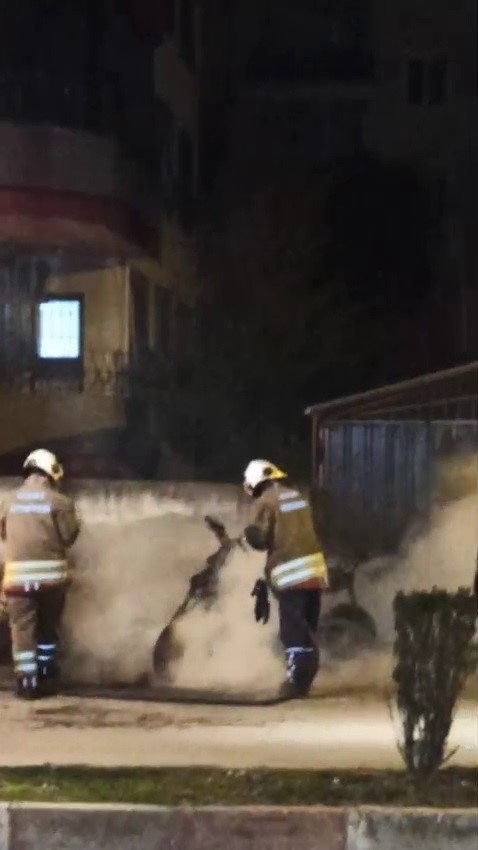 Motosiklet alevlere teslim oldu
