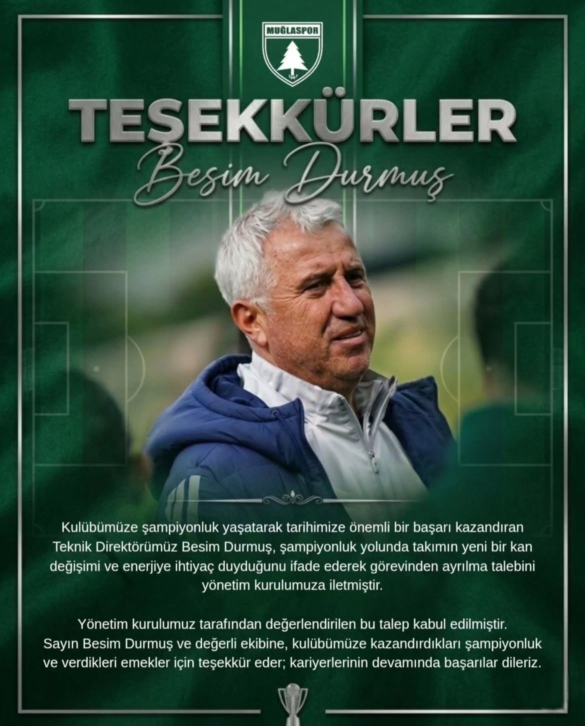 Muğlaspor’da Besim Durmuş dönemi sona erdi
