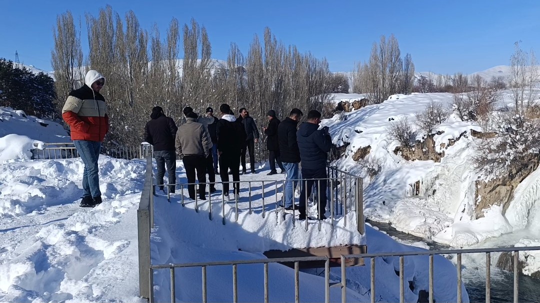 Muradiye Şelalesi buz tuttu
