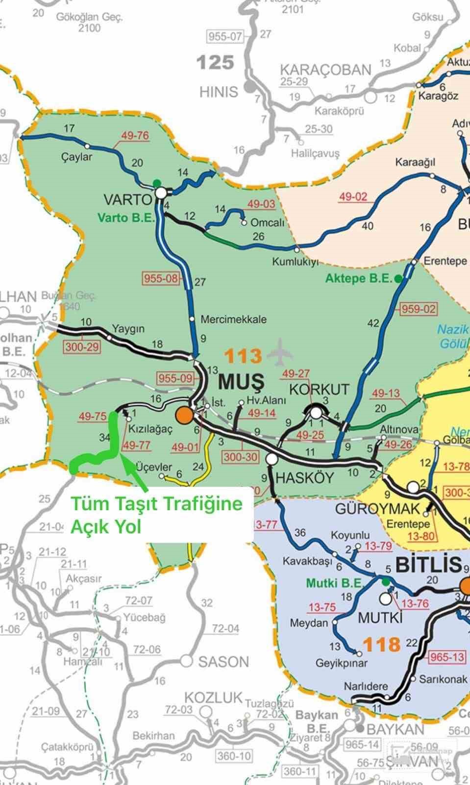 Muş-Kulp karayolu yeniden ulaşıma açıldı

