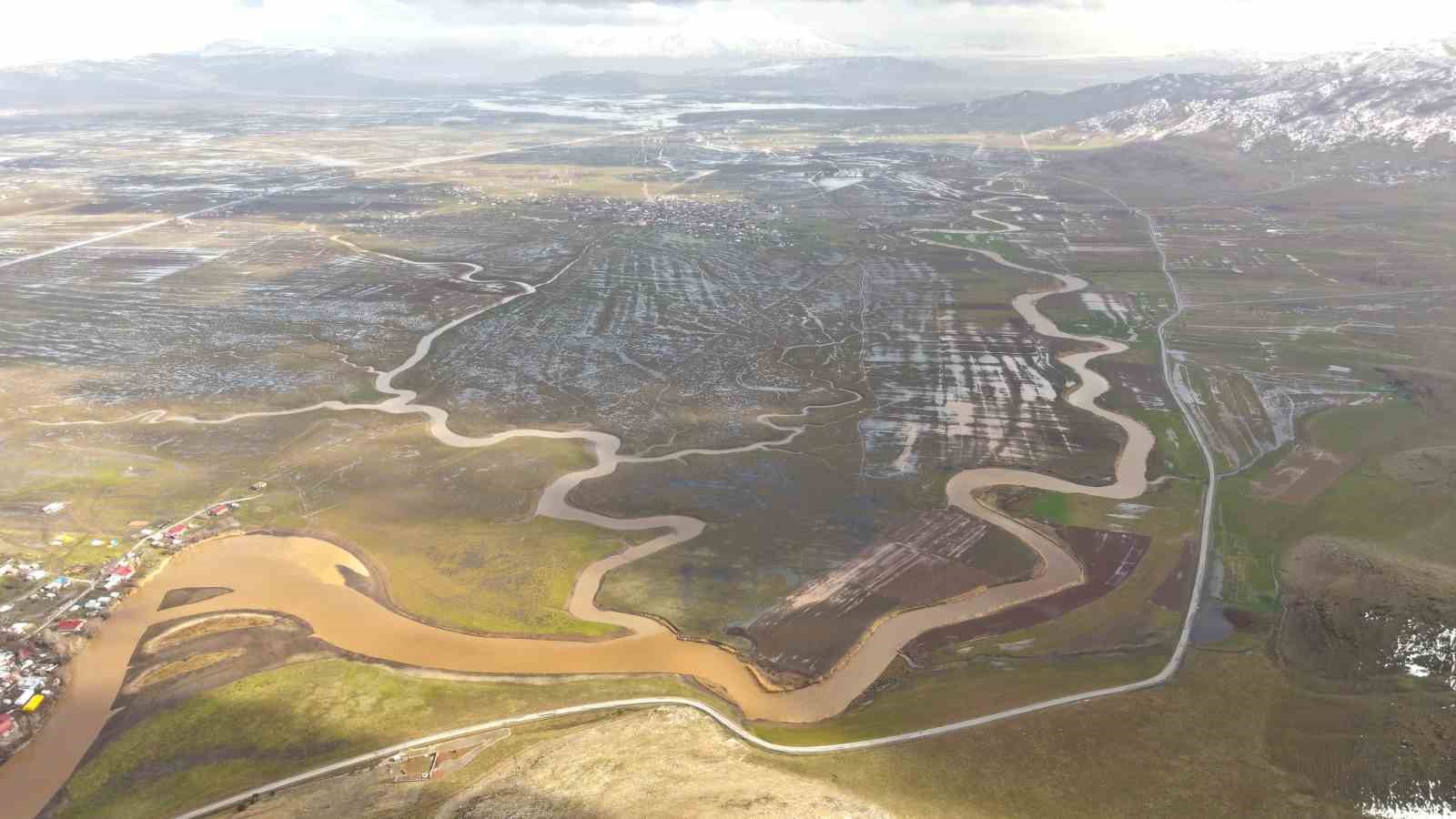 Muş’ta eriyen kar ve sağanak ovayı sular altında bıraktı
