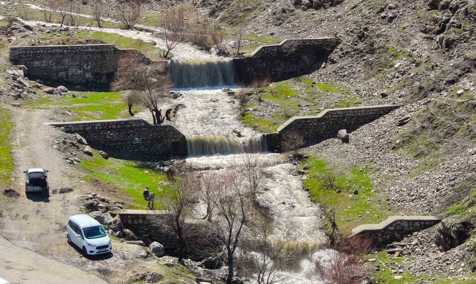 Muş’ta kar sularının erimesi ile şelale ve akarsular coştu
