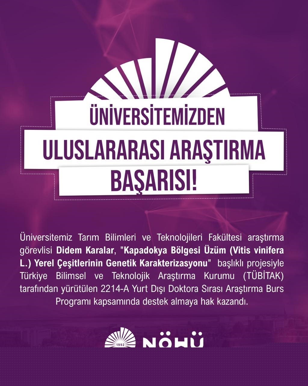 Niğde Ömer Halisdemir Üniversitesi’nden TÜBİTAK 2214-A Programında uluslararası araştırma başarısı
