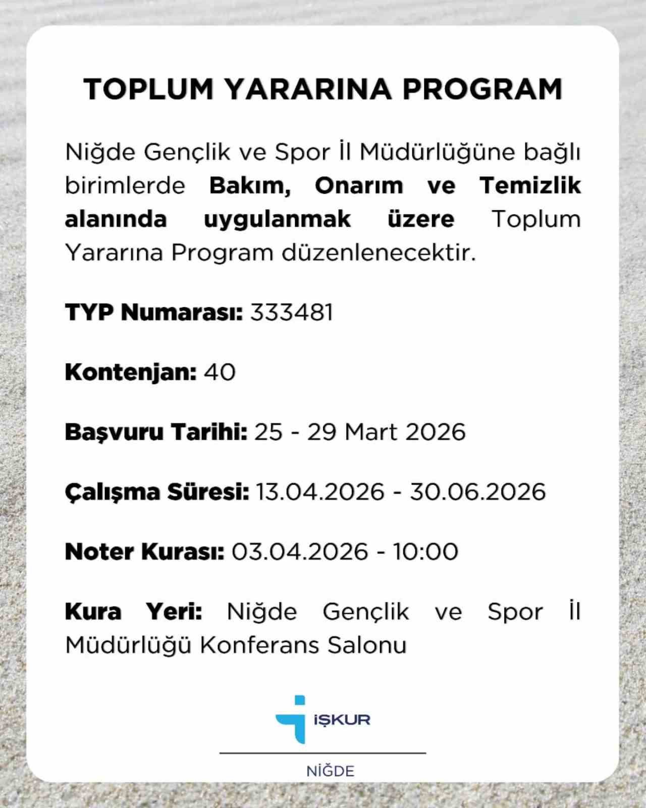 Niğde’de kamu kurumlarına 4 daimi, 110 geçici personel alımı yapılacak
