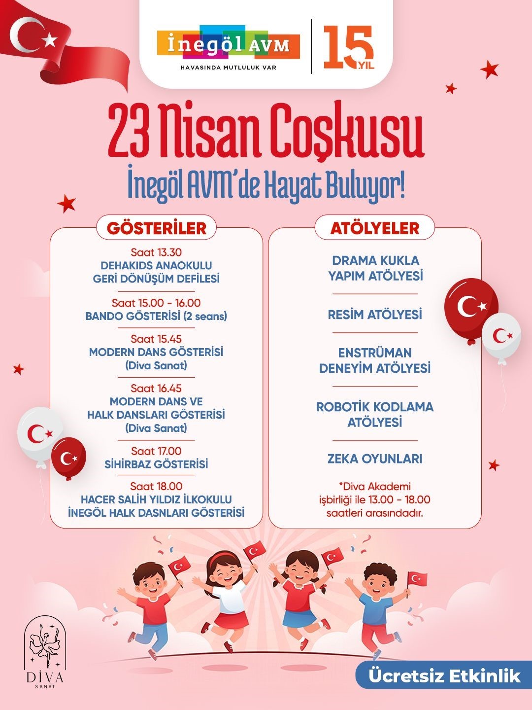 Nisan ayı İnegöl AVM’de çocuklar için bayram coşkusuna dönüşüyor
