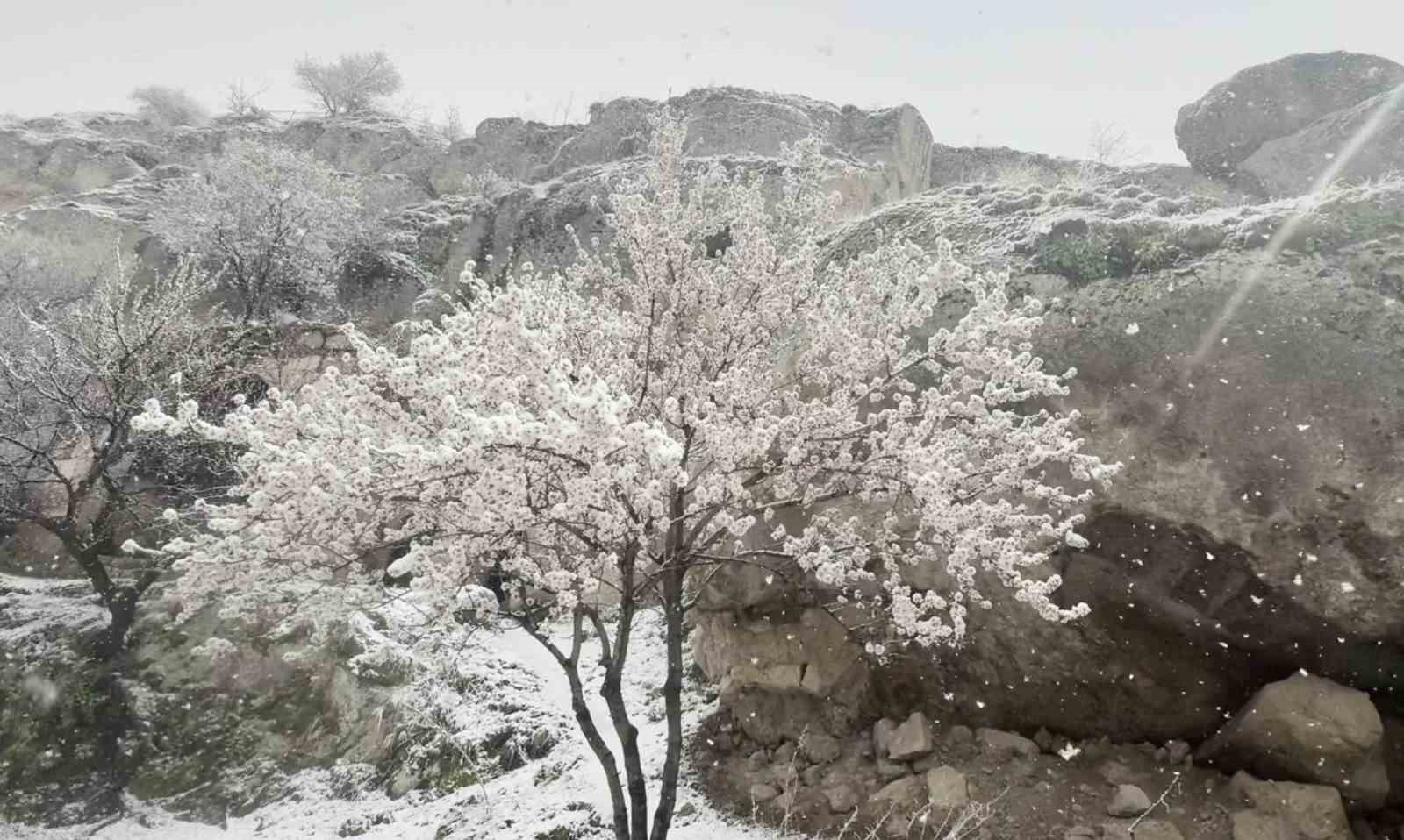 Nisan ayı ortasında Aksaray’da kar yağışı devam ediyor
