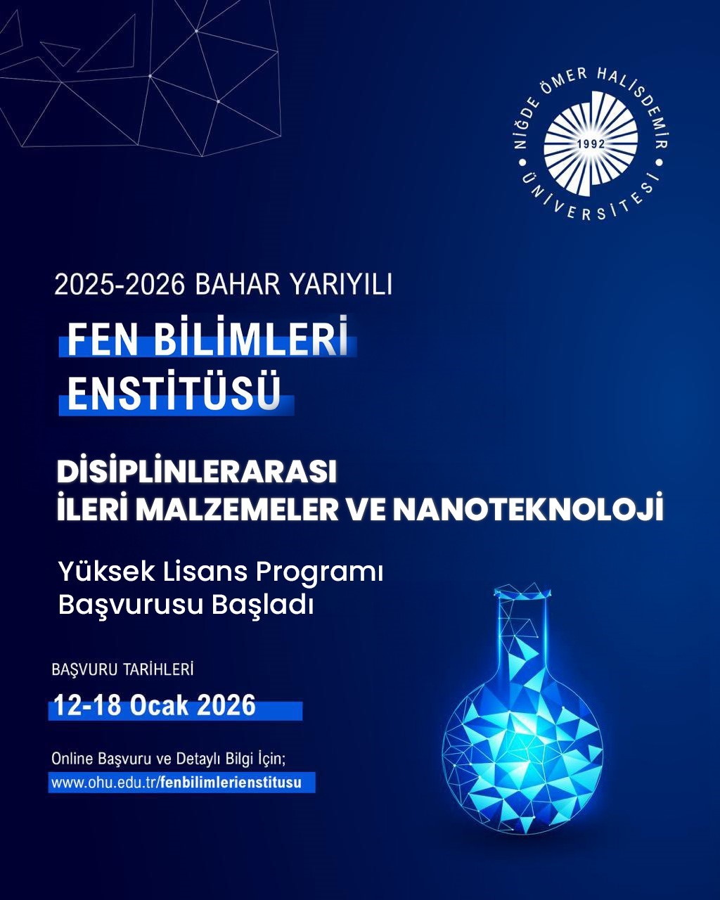 NÖHÜ Disiplinlerarası İleri Malzeme ve Nanoteknoloji Yüksek Lisans Programı açıldı
