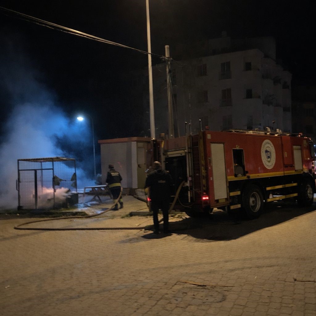 Okul karşısındaki konteynerden alevler yükseldi
