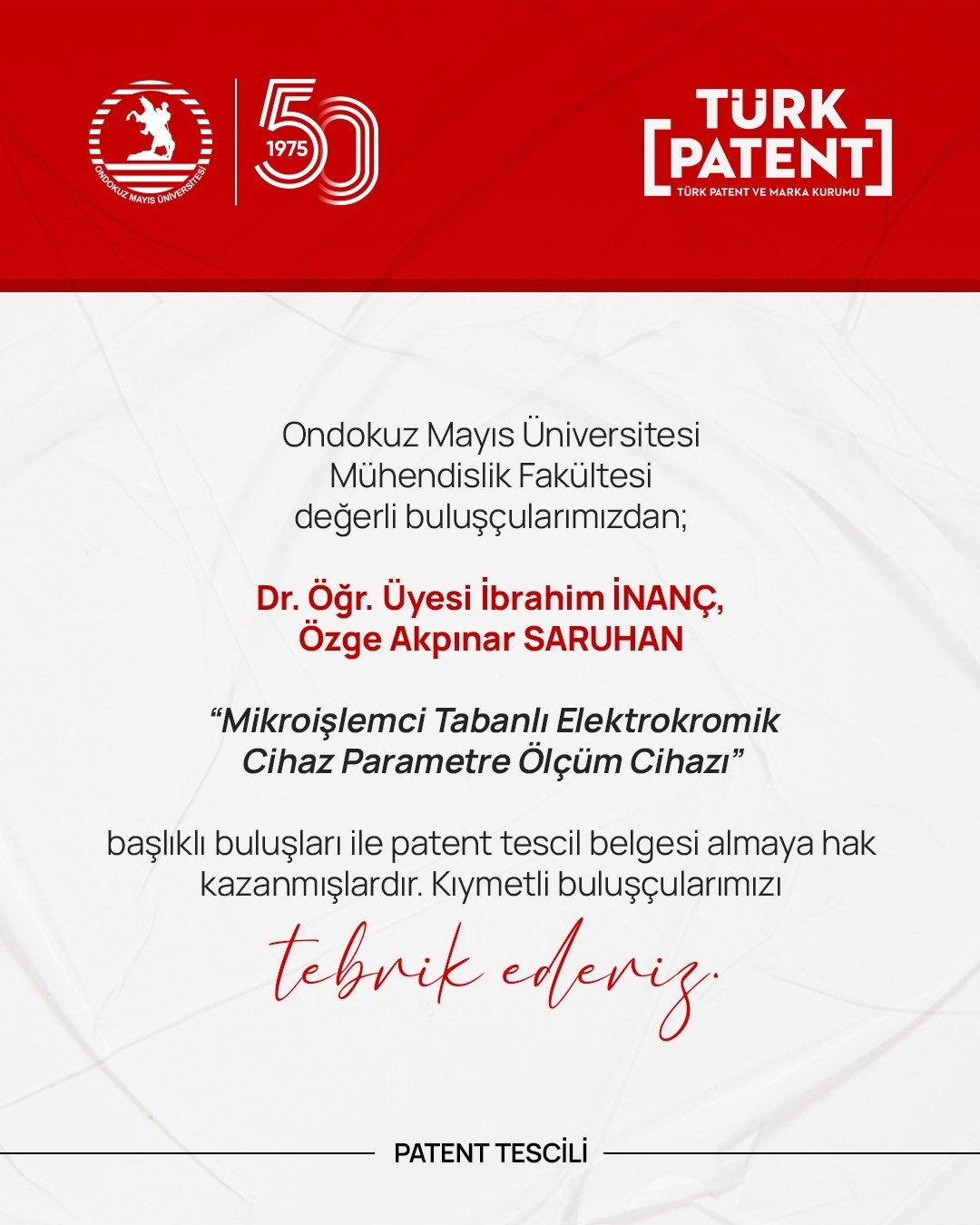 OMÜ’den iki yeni patent: Tepsilerde hijyen ve elektrokromik ölçümde yenilik
