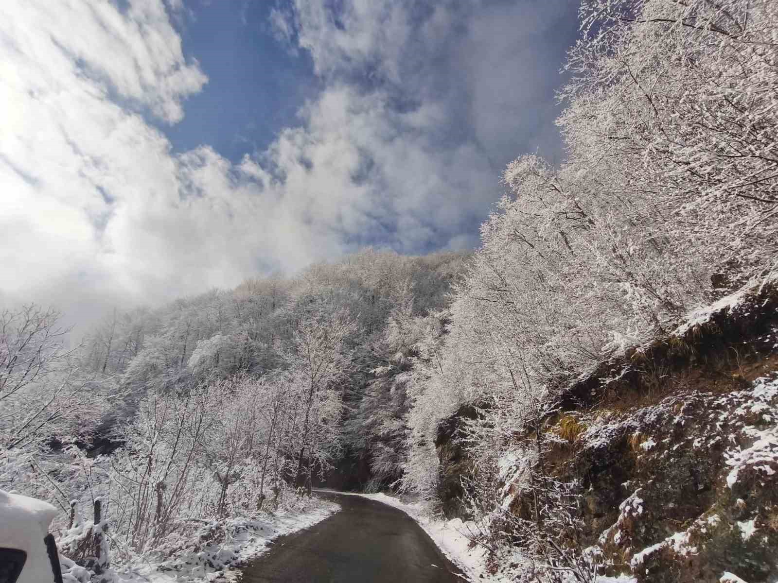 Ordu’nun yüksek kesimlerinde kar manzarası
