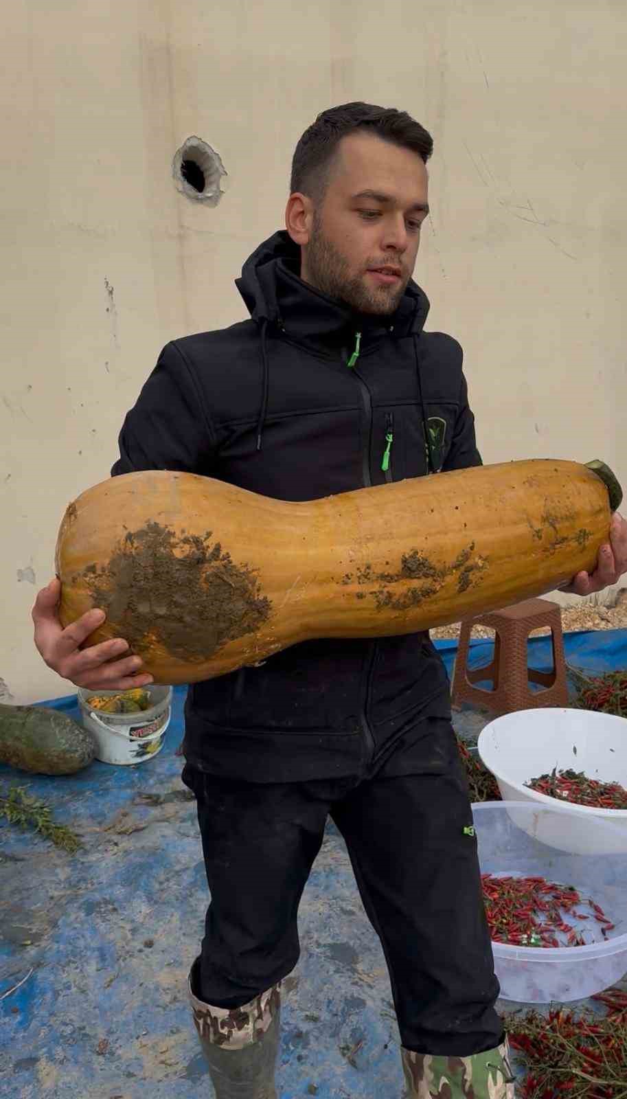 Osmangazi’de 30 kilogramlık Kıbrıs bal kabağı yetiştirildi
