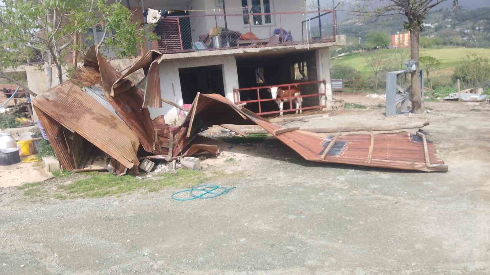 Osmaniye’de fırtına ahırın çatısını uçurdu
