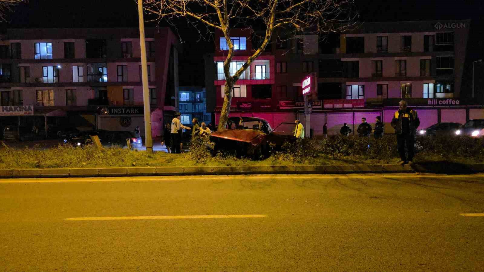 Otomobil refüjdeki ağaca çarptı: 1 kişi yaralandı
