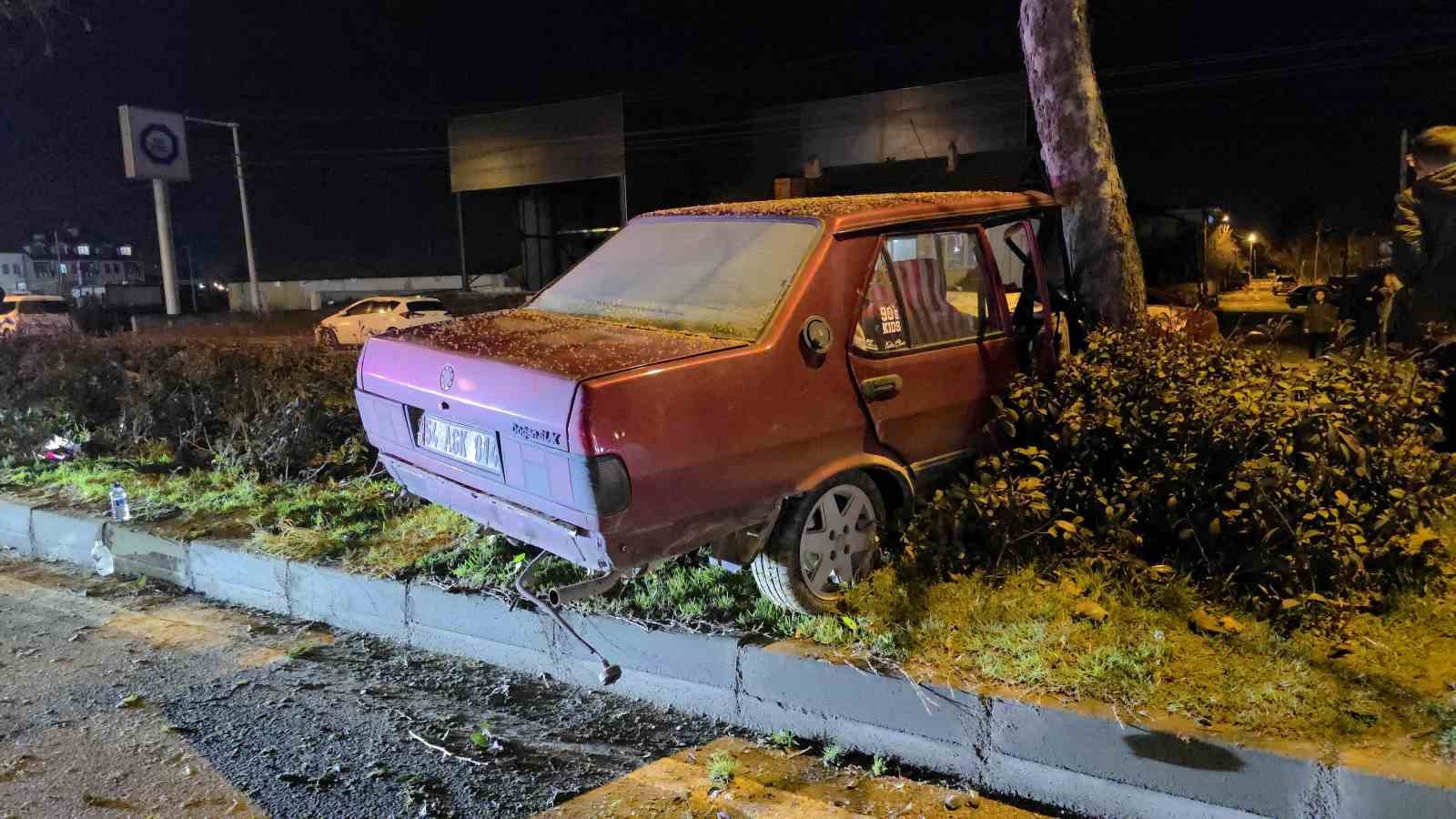 Otomobil refüjdeki ağaca çarptı: 1 kişi yaralandı
