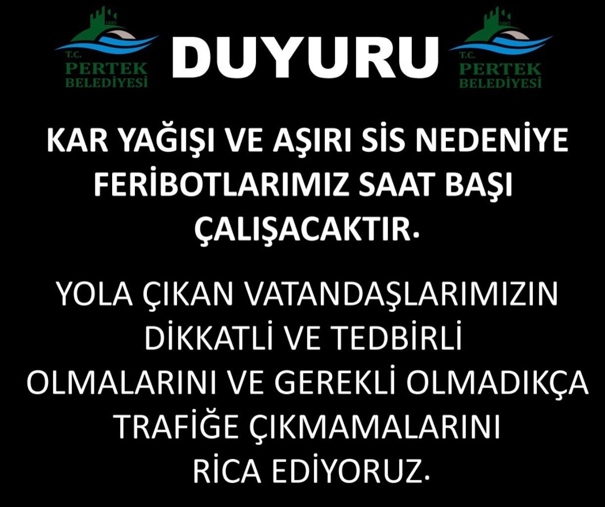 Pertek ve Çemişgezek feribotlarına kar ve sis engeli
